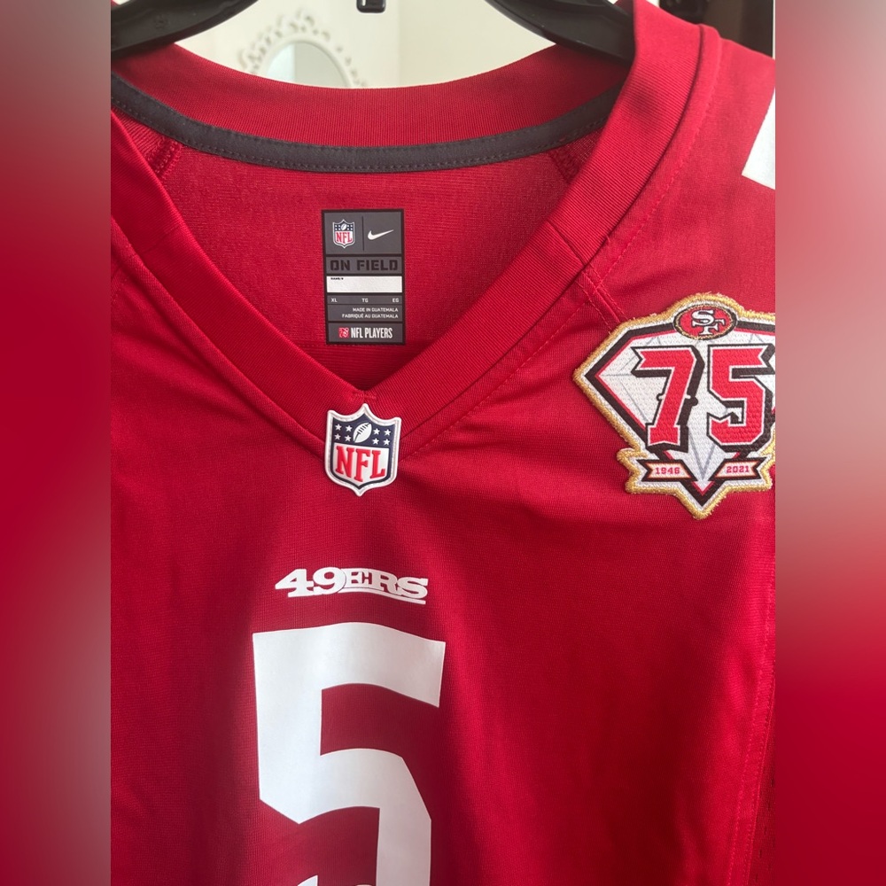 49ers Nike On Field Jersey XL #5 Trey Lance 75th Anniversary Patch - Picture 2 of 4